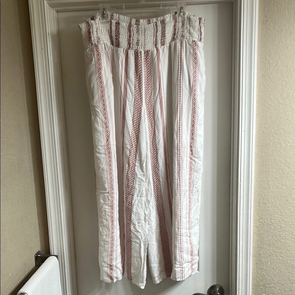 Striped White and Red Women's Pants